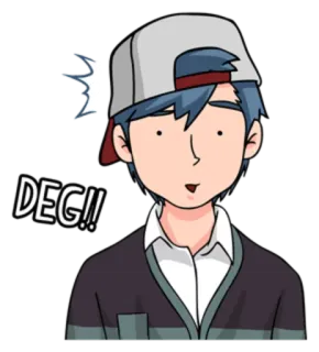 😐 DEG!! cartone animato, scioccato, sorpreso, anime, ragazzo, esclamazione whatsapp sticker