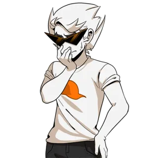 😖 Dirk Strider Homestuck Homestuck, Dirk Strider, Postać, Okulary przeciwsłoneczne, Pomarańczowy, Koszulka telegram sticker