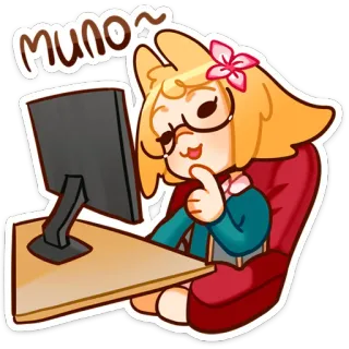 ☺️ Muno~ パソコン, 女の子, アニメ, 可愛い whatsapp sticker