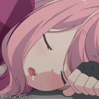 😴 @fix_x_fox Anime, Traurig, Weinend, Träne, Pinke Haare, Mädchen, Schlafend whatsapp sticker
