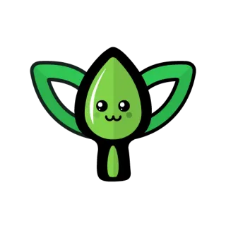 😶 folha, fofo, kawaii, natureza, planta telegram sticker