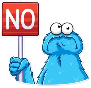 🙅‍♂️ Cookie Monster NO krümelmonster, sesamstraße, nein, schild, blau, cartoon telegram sticker