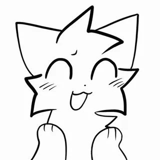 😄 cat, animal, cute, outline, cartoon, illustration telegram sticker