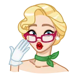 😨 женщина, блондинка, очки, ретро, помада, перчатки whatsapp sticker