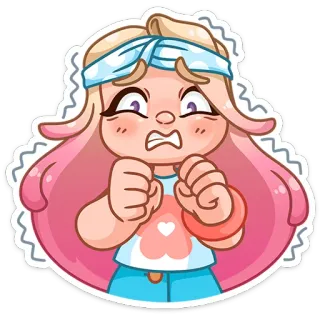 🥵 mignon, dessin animé, fille, effrayé, illustration telegram sticker