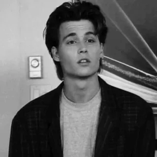 ⛓ Johnny Depp 演员, 肖像, 名人, 黑白, 英俊 telegram sticker