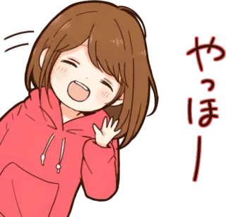 👋 やっほー! Animé, Dessin animé, Fille, Salutation, Signe de la main, Mignon, Amical telegram sticker