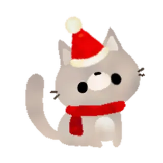 🎄 рождество, кот, шарф, шапка деда мороза, милый, зима, праздник telegram sticker