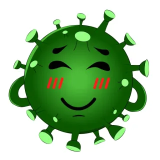 ☺️ 病毒, 卡通, 绿色, 贴纸, 可爱, 卡哇伊 telegram sticker