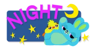 😁 NIGHT 夜晚, 困倦, 星星, 月亮, 卡通, 晚安, 角色 whatsapp sticker