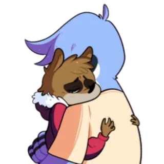 😥 przytulanie, kreskówka, smutny, emocje, przyjaźń, pocieszenie telegram sticker