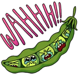 😭 WAAHHH! Erbsenschote, weinen, traurig, Gemüse, Cartoon telegram sticker