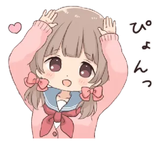 🥡 ぴょんっ cute, anime, kawaii, cartoon, girl, sticker telegram sticker