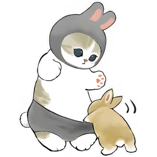 😦 고양이, 토끼, 스티커, 귀여운, 만화, 동물 telegram sticker
