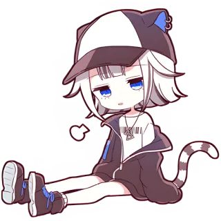 😮‍💨 mèo, anime, dễ thương, gái, chibi, kawaii, hoạt hình telegram sticker
