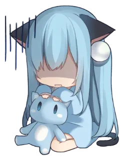 😨 Anime, Kawaii, Catgirl, Mignon, Chibi, Triste whatsapp sticker