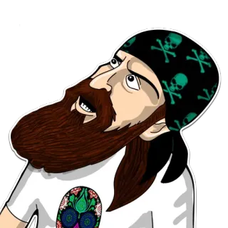 🙄 남자, 수염, 해골, 반다나, 만화, 초상화 telegram sticker