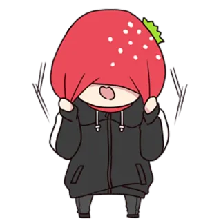 🤬 fraise, mignon, drôle, dessin animé, nourriture, personnage, kawaii whatsapp sticker