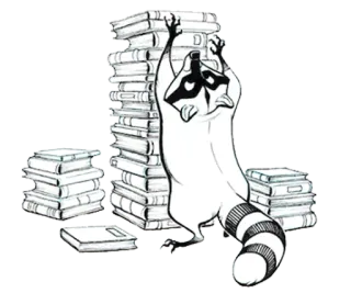 📗 raccoon, books, reading, animal, stack, library, bookworm telegram sticker