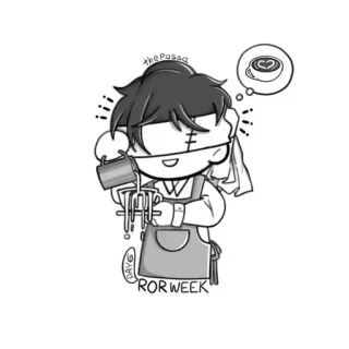 👑 the Passq 커피, 바리스타, 치비, 귀여운, 음료, 아트 telegram sticker