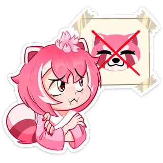 ❌ Hoạt hình, Sticker, Gấu trúc, Màu hồng, Tức giận telegram sticker