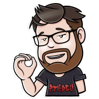 👌 PTKDEV стикер, мультфильм, мужчина, очки, борода, жест telegram sticker