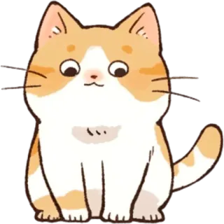 😔 gatto, gattino, animale, animale domestico, carino, arancione, bianco telegram sticker