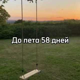 ☀️ До лета 58 дней verano, columpio, naturaleza, días, cuenta atrás telegram sticker