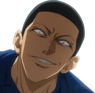 😁 Anime, Personagem, Expressão, Sorriso, Homem, Retrato telegram sticker