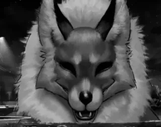 👽 fuchs, maske, tier, monochrom, porträt telegram sticker