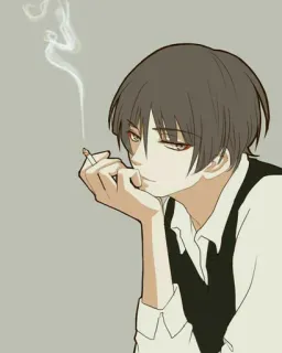 🚬 sigaretta, fumare, anime, manga, pensieroso, rilassato telegram sticker