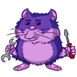 🔧 хомяк, инструмент, гаечный ключ, отвертка, мультфильм, животное telegram sticker