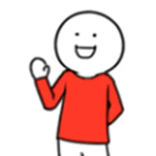 👋 stick figure, red shirt, cartoon, happy, simple, character whatsapp sticker