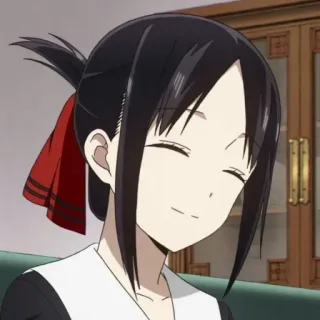 🥰 Kaguya Shinomiya Kaguya-sama: Love Is War Аниме, Мультфильм, Кагуя Синомия, Кагуя-сама: Любовь - это война, Улыбается, Красная лента, Счастливый telegram sticker
