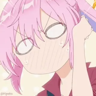 π anime, personaggio, capelli rosa, carino, brillantini, cartone animato whatsapp sticker