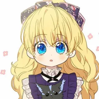 👑 Anime, Dessin animé, Fille, Cheveux blonds, Mignon telegram sticker