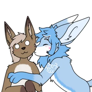 😘 furry, anthro, animal, friendship, hug, cartoon telegram sticker