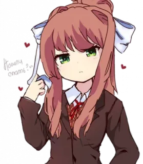 💚 Monika Doki Doki Literature Club! Happy ending! anime, manga, video game, cute, chibi, girl telegram sticker