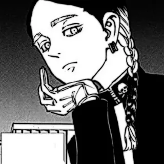 🦯 Anime, Mangá, Personagem, Preto e branco, Retrato telegram sticker