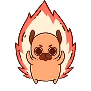 🔥 ปั๊ก, หมา, น่ารัก, สัตว์, การ์ตูน, เปลวไฟ, ไฟ whatsapp sticker