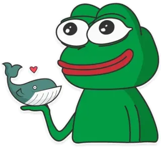 🙄 Pepe the Frog Pepe, rana, dibujos animados, ballena, lindo, corazón telegram sticker