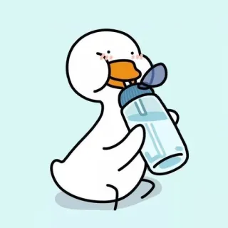 🌟 duck, cartoon, water bottle, animal, cute telegram sticker
