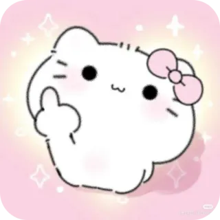 👍 Hello Kitty hello kitty, dito medio, offensivo, gatto, cartone animato telegram sticker