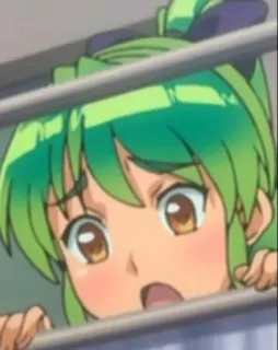 😢 anime, piangere, triste, ragazza, capelli verdi telegram sticker