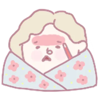 🤒 doente, mal, febre, temperatura, cobertor, termómetro, constipação, gripe, medicamento telegram sticker