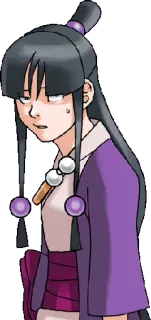 😥 Maya Fey Ace Attorney anime, dziewczyna, fioletowy, wróżka, Ace Attorney telegram sticker
