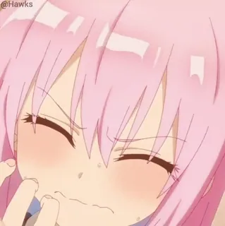 😳 Anime, Mädchen, pinke Haare, Schweiß, verlegen telegram sticker