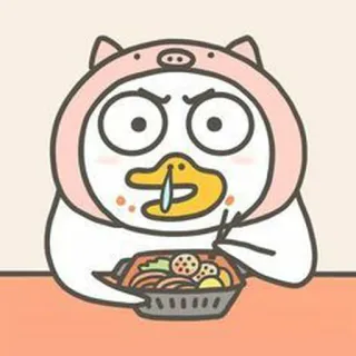 🐣 การ์ตูน, เป็ด, อาหาร, น่ารัก, หมู, สัตว์, สติกเกอร์ telegram sticker