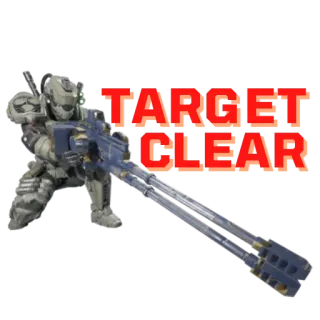 😵 TARGET CLEAR soldado, arma, pistola, alvo alcançado, militar, futurista telegram sticker