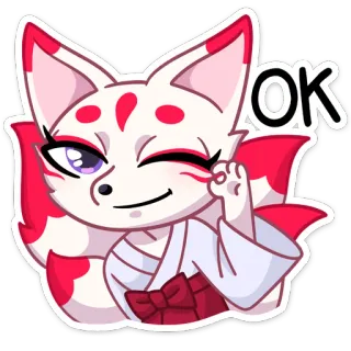 😉 OK cáo, anime, động vật, dễ thương, ok, chấp thuận whatsapp sticker